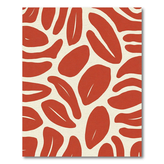 Red Abstract Organic Leaf Rug