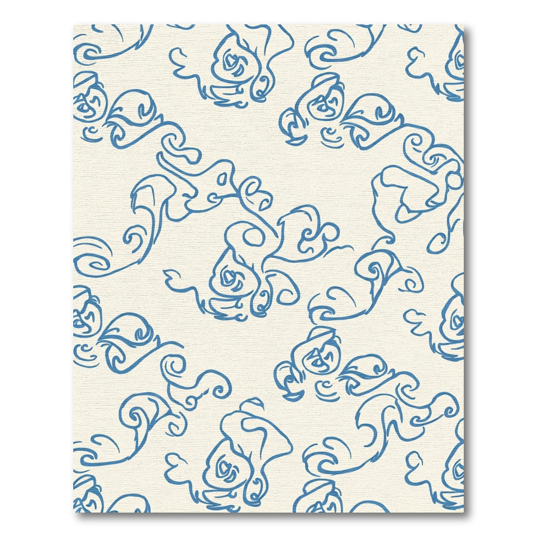 Blue Ink Blossom Swirl Rug
