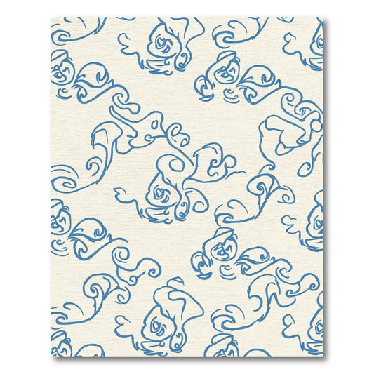 Blue Ink Blossom Swirl Rug