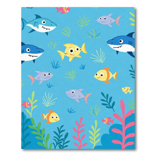 Playful Blue Ocean Shark Fish Rug