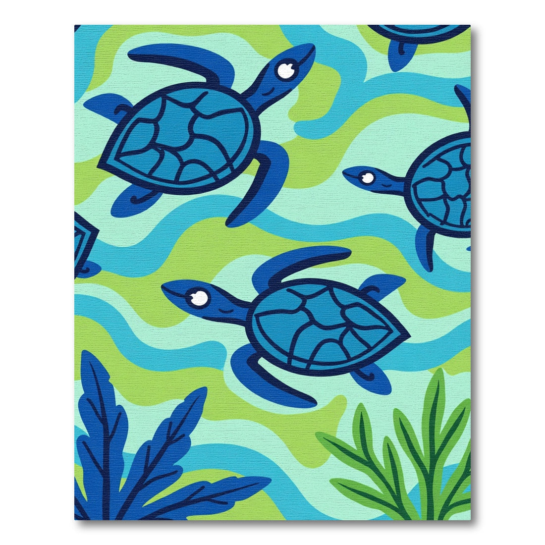 Blue Turtle Wave Garden Rug