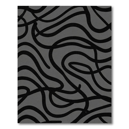 Monochrome Wavy Swirl Abstract Rug
