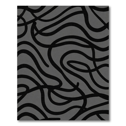 Monochrome Wavy Swirl Abstract Rug