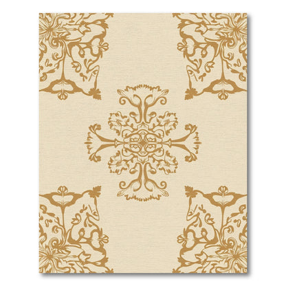 Gold Floral Ornament on Cream Rug