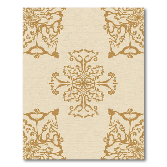Gold Floral Ornament on Cream Rug