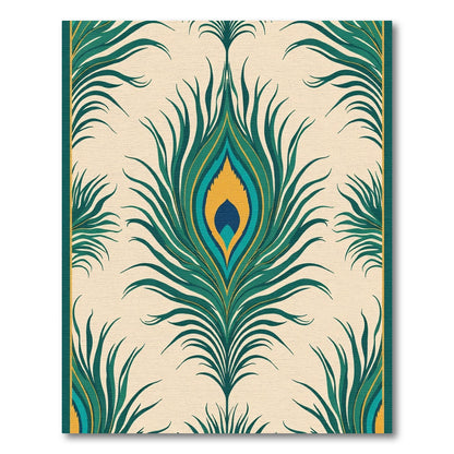 Veridian Peacock Feather Art Deco Rug