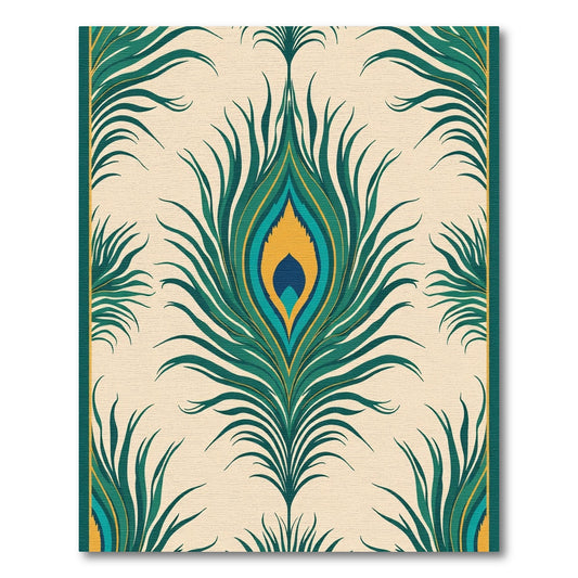 Veridian Peacock Feather Art Deco Rug