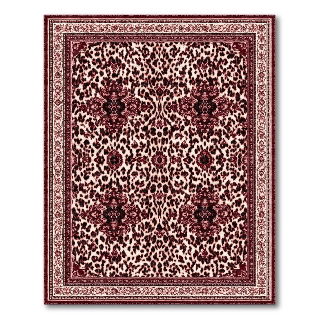 Red Leopard Persian Area Rug