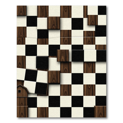 Dimensional Wood Grain Checkerboard Rug