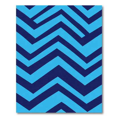 Bright Navy Aqua Chevron Stripes Rug