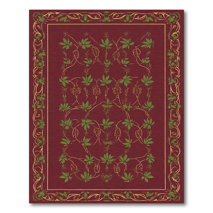 Crimson Green Vine Scroll Border Rug