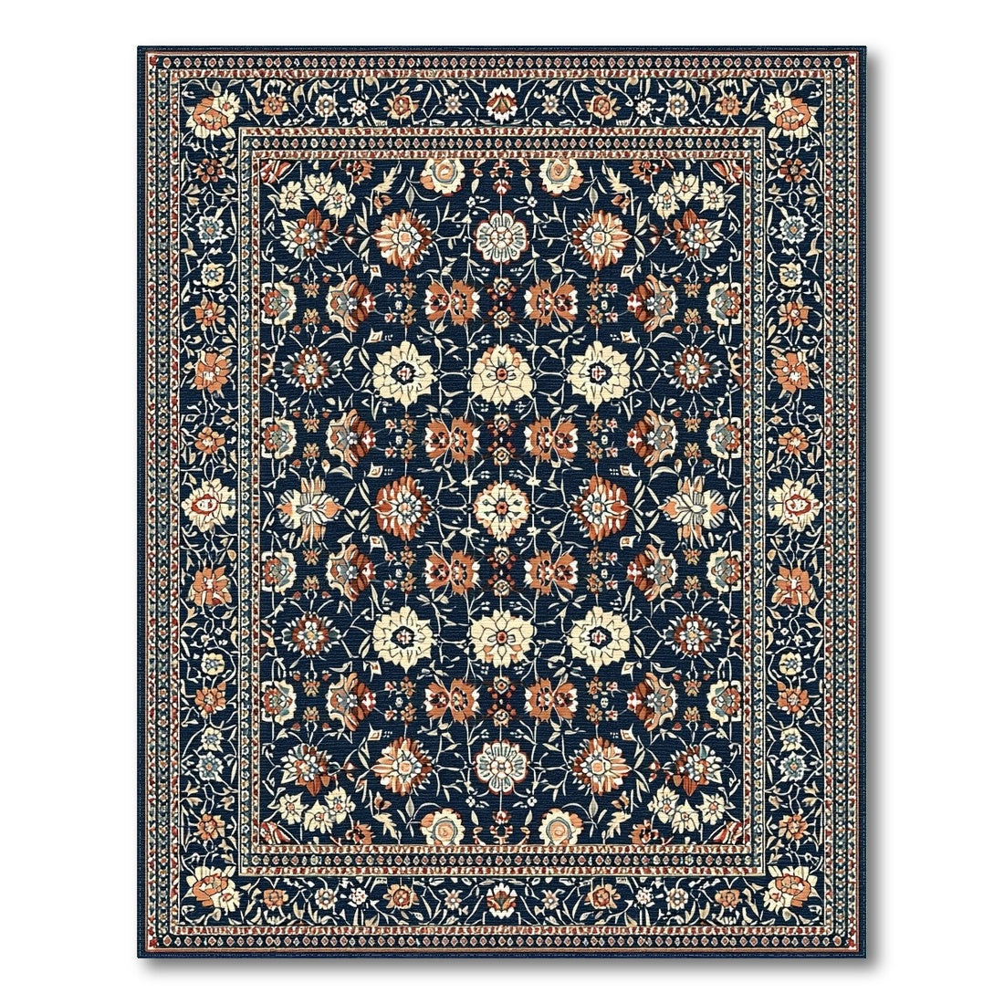 Blue and Teal Floral Navy Blue Persian Floral Area Rug