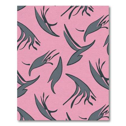 Pink Charcoal Abstract Feather Swirl Rug