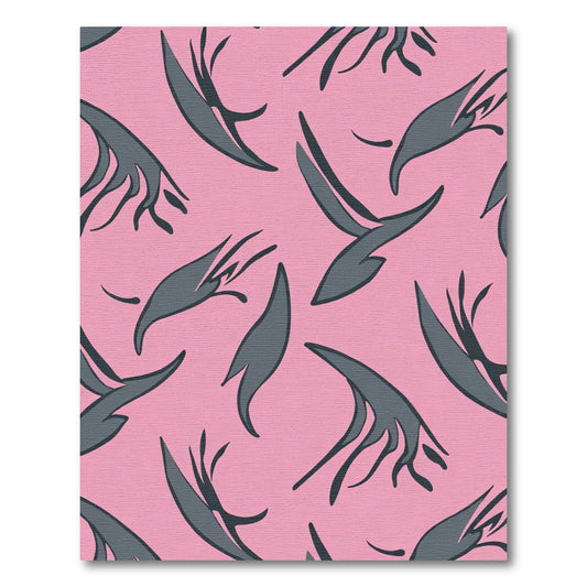 Pink Charcoal Abstract Feather Swirl Rug