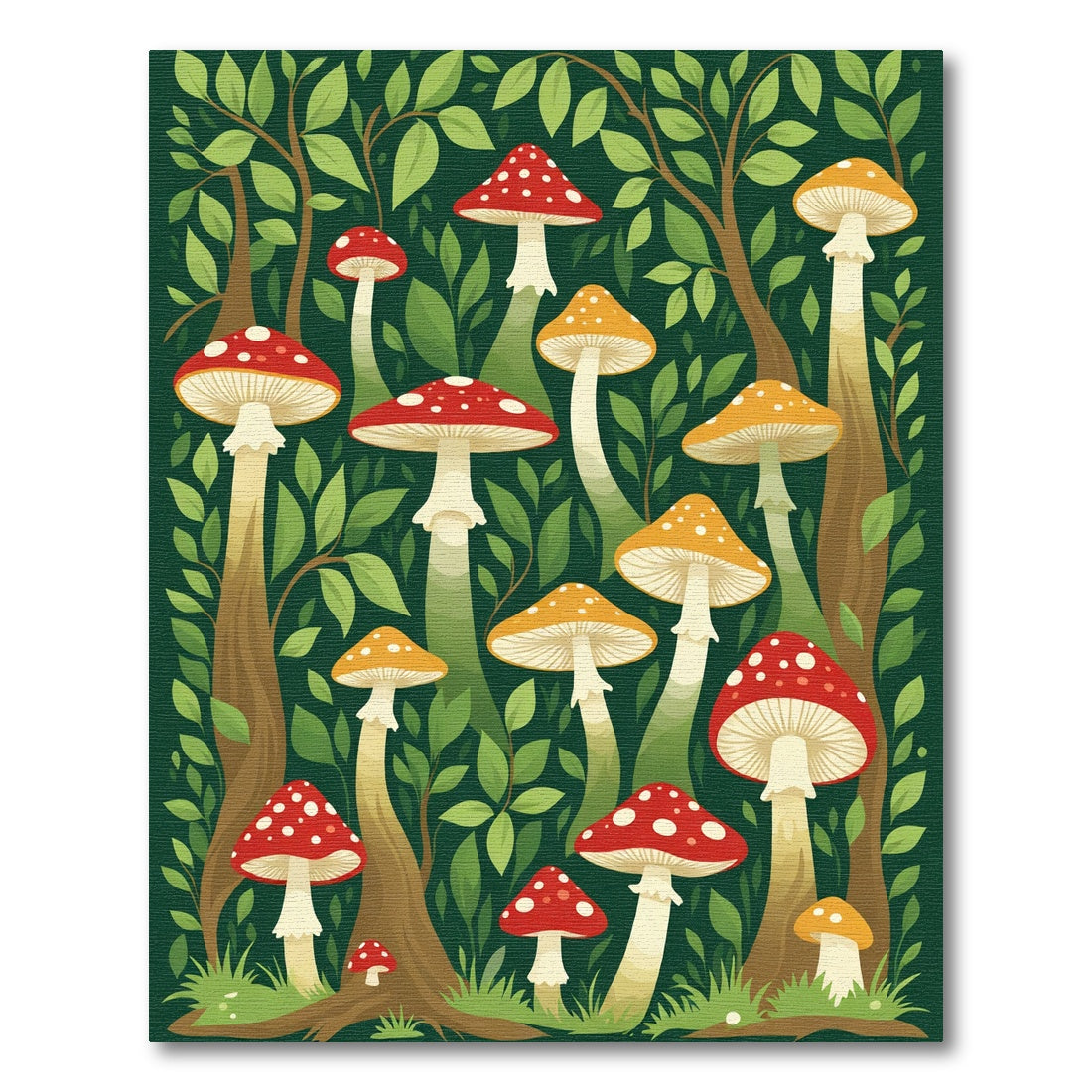 Whimsical Forest Mushroom Grove Rug