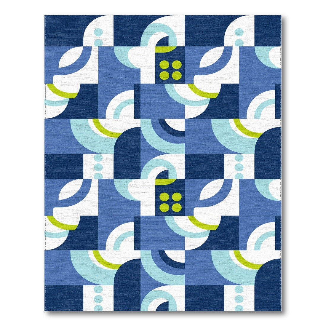 Geometric Modern Blue Teal Geometric Swirl Area Rug