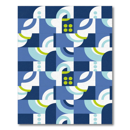 Geometric Modern Blue Teal Geometric Swirl Area Rug