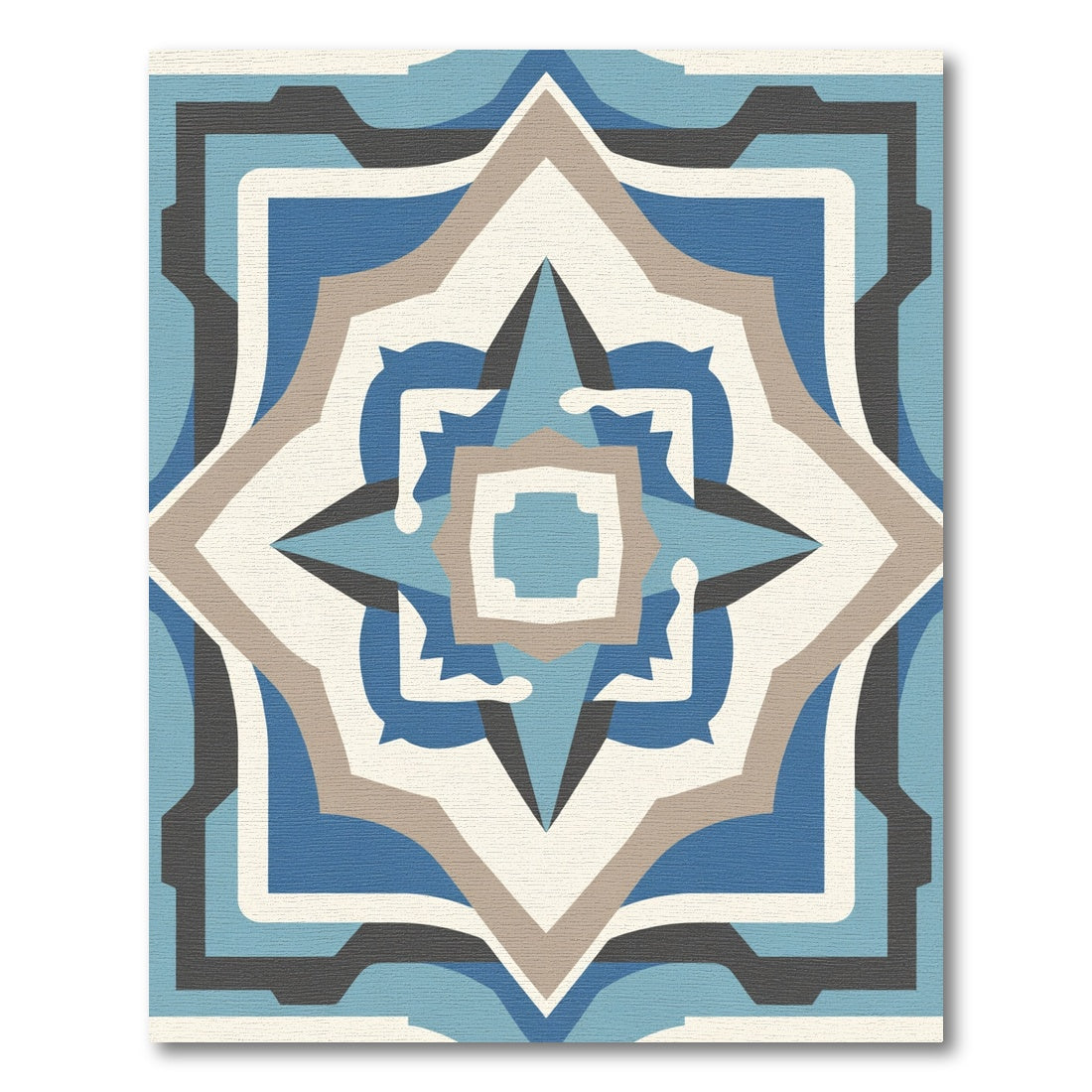 Blue Taupe Geometric Starburst Rug