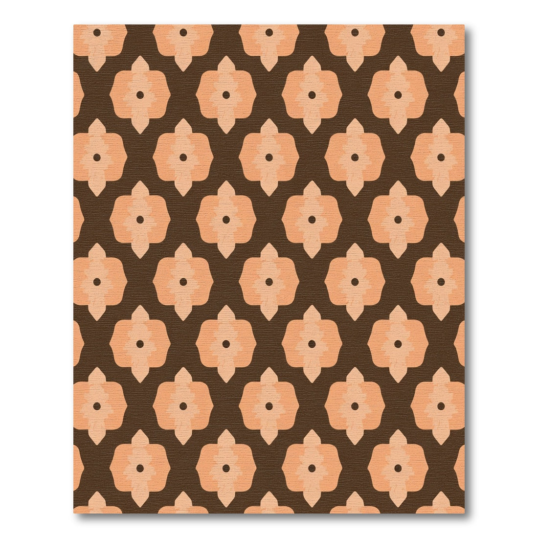 Brown Peach Quatrefoil Floral Rug