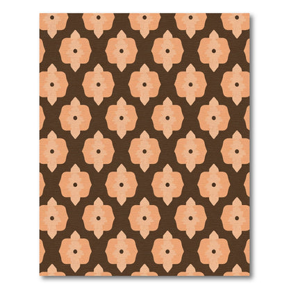 Brown Peach Quatrefoil Floral Rug