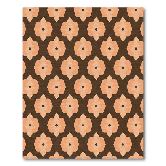 Brown Peach Quatrefoil Floral Rug