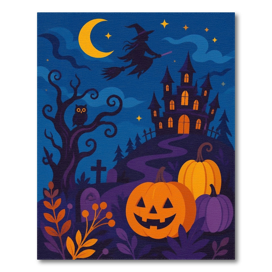 Halloween Witch Castle Pumpkin Area Rug