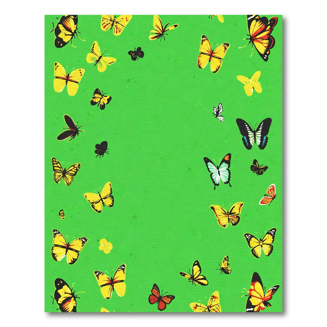 Yellow Monarch Butterfly Garden Scene Rug