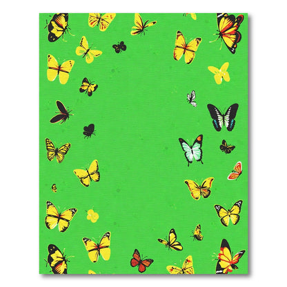 Yellow Monarch Butterfly Garden Scene Rug