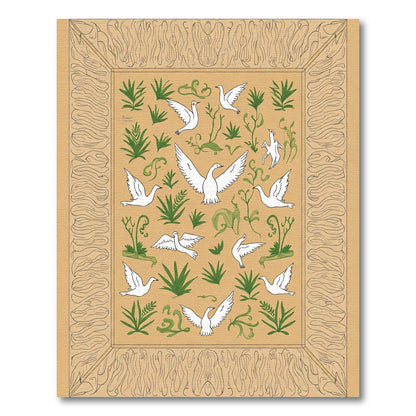 White Dove Green Foliage Border Rug