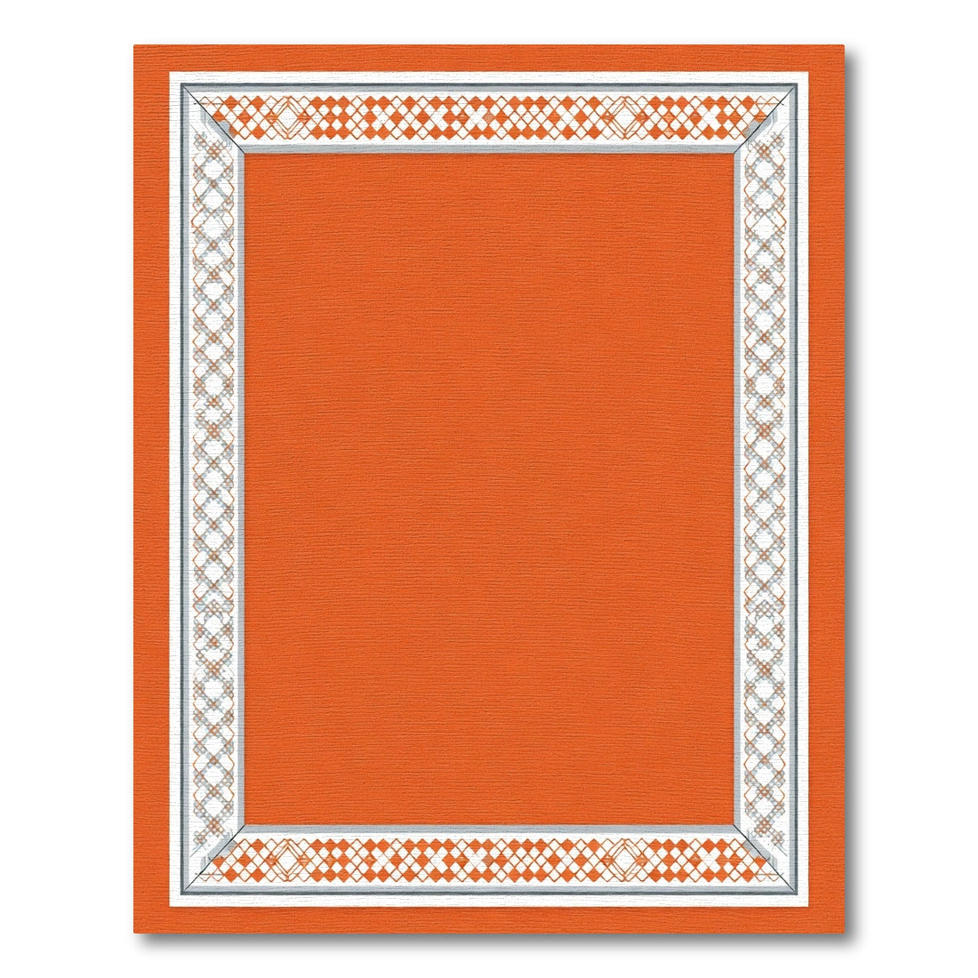 Orange Geometric Diamond Lattice Border Rug