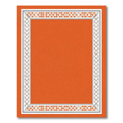 Orange Geometric Diamond Lattice Border Rug