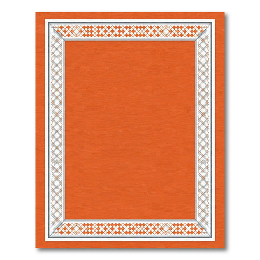 Orange Geometric Diamond Lattice Border Rug