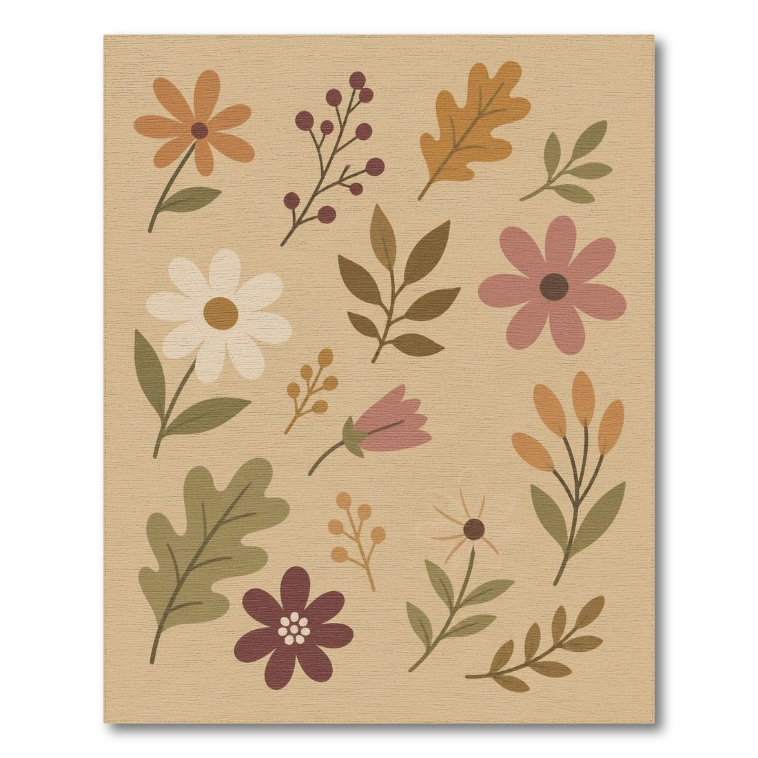 Earthy Floral Vintage Area Rug