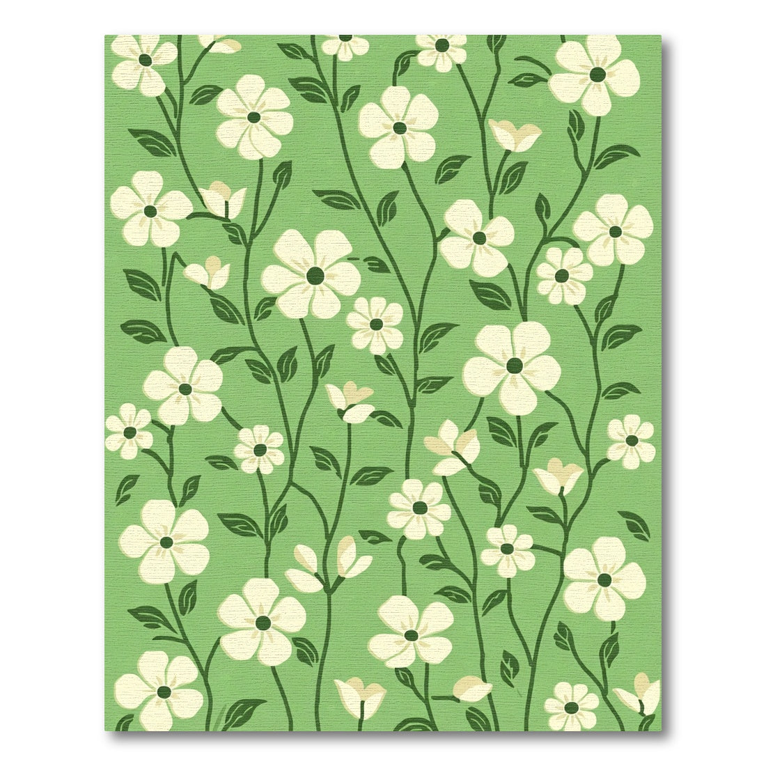 Ivory Blossom Vine Fern Rug