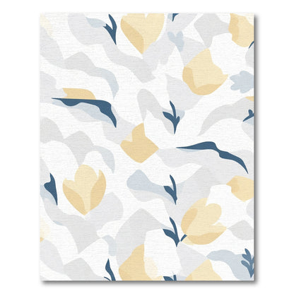 Soft Yellow Floral Abstract Landscape Rug