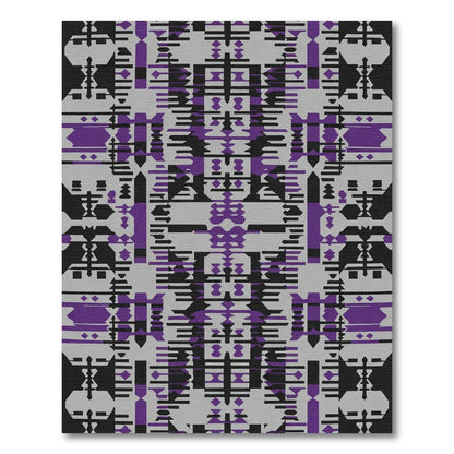 Abstract Geometric Purple Gray Black Rug