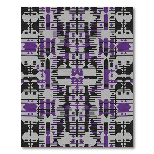 Abstract Geometric Purple Gray Black Rug