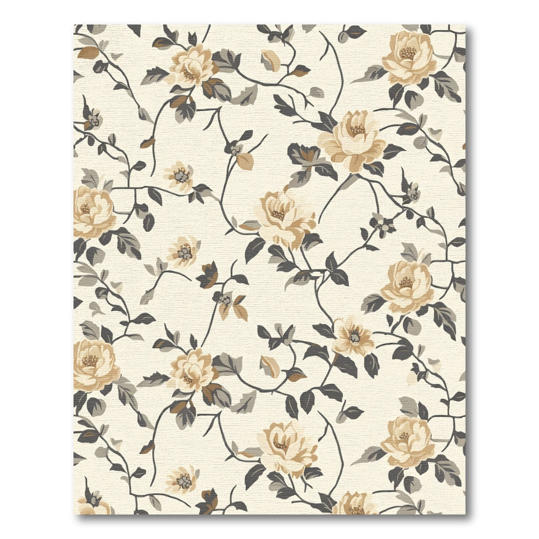 Cream Beige Floral Vine Garden Rug
