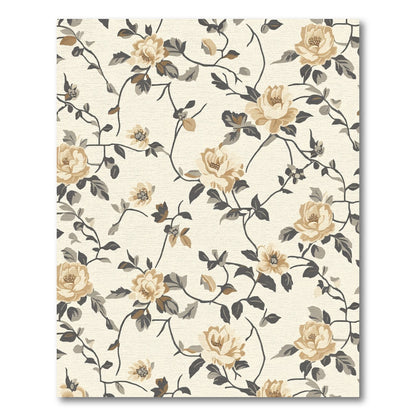 Cream Beige Floral Vine Garden Rug