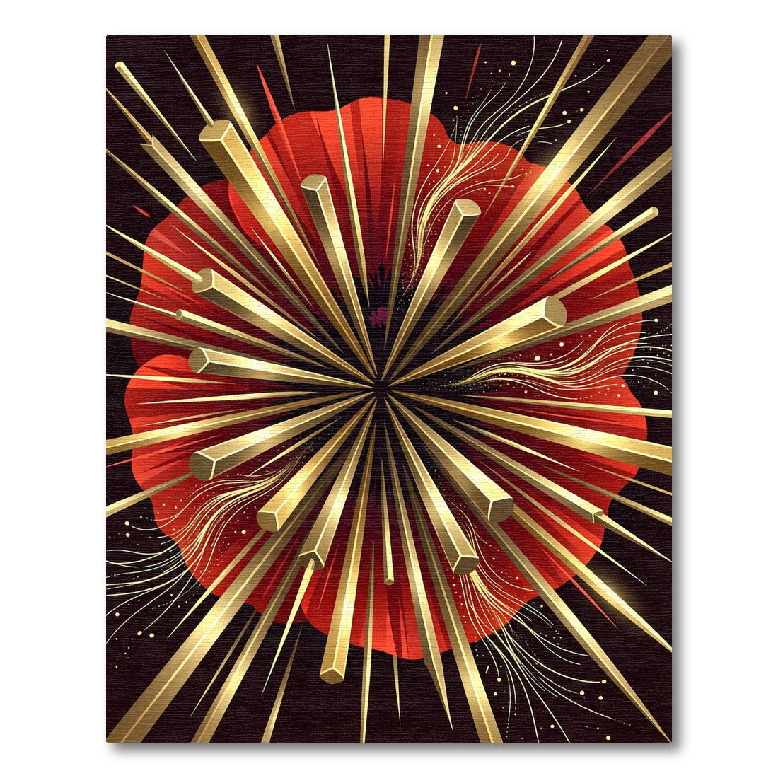 Crimson Gold Starburst Poppy Rug