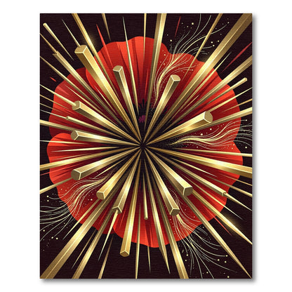 Crimson Gold Starburst Poppy Rug