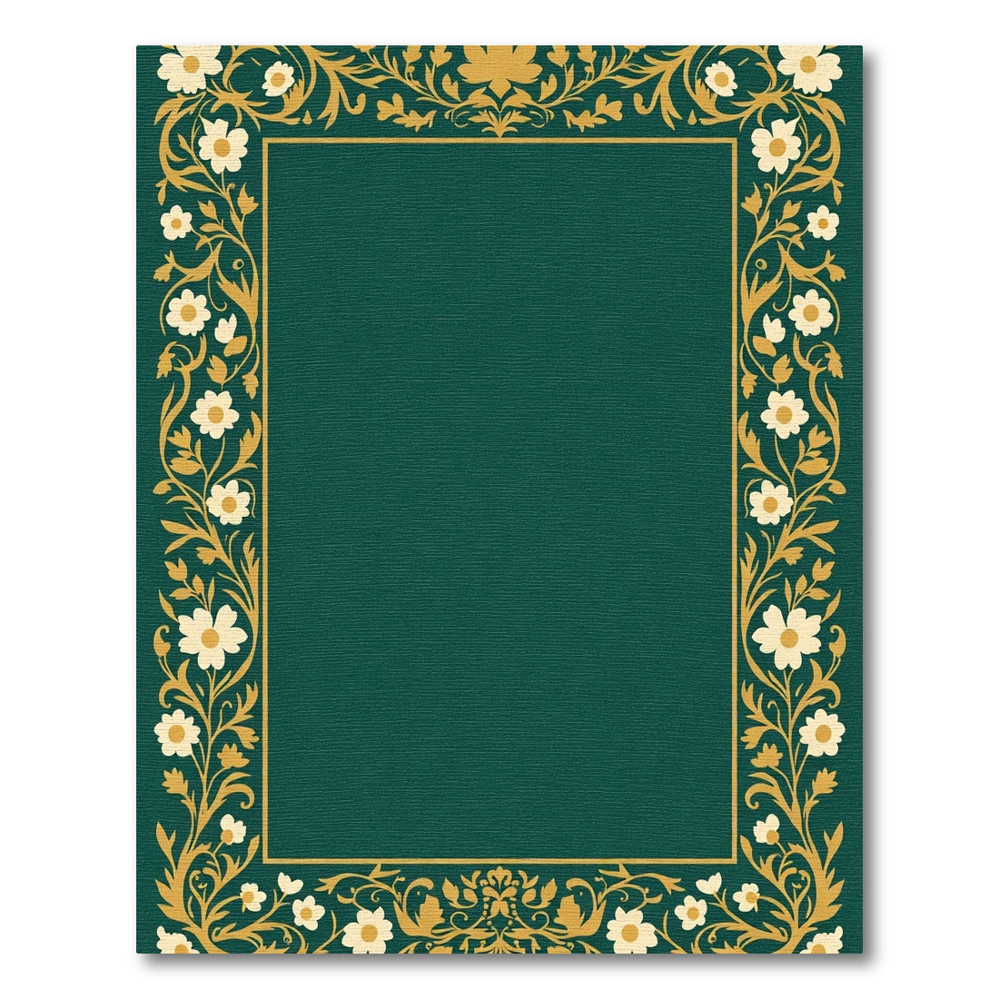 Emerald Golden Floral Scroll Border Rug