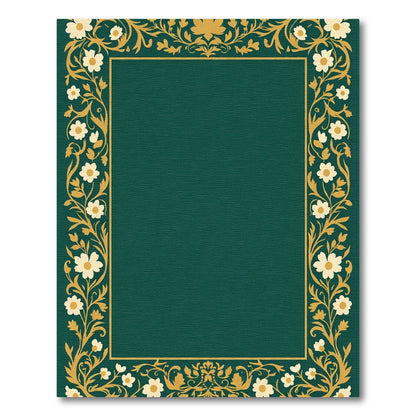 Emerald Golden Floral Scroll Border Rug