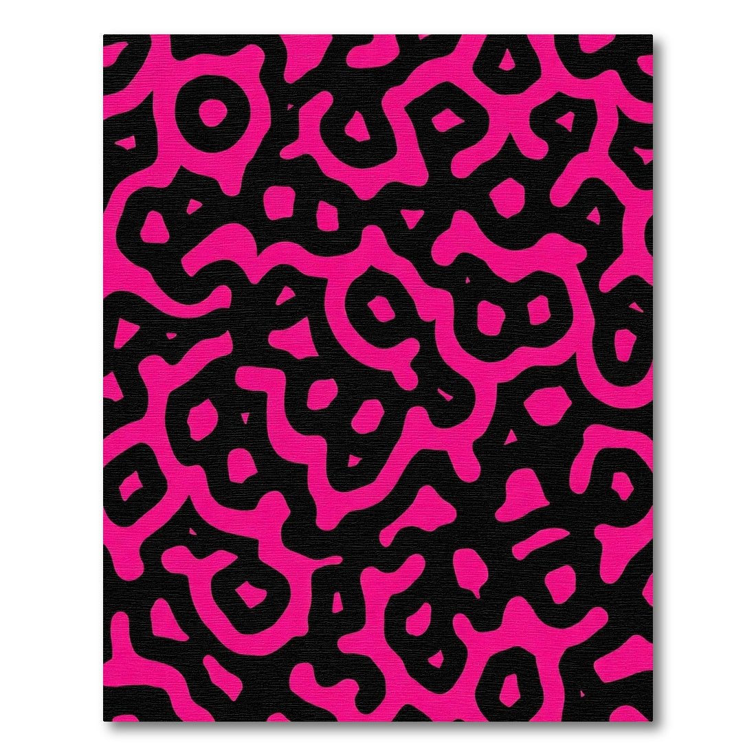 Vibrant Pink Organic Swirls Black Rug