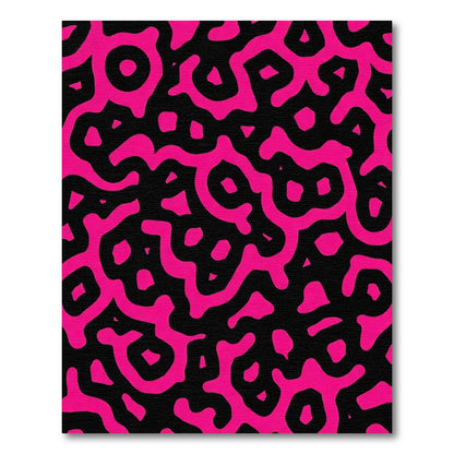 Vibrant Pink Organic Swirls Black Rug