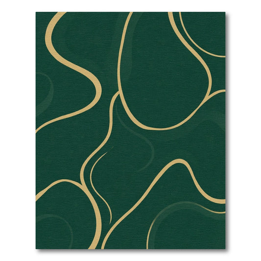Deep Emerald Golden Swirl Art Rug