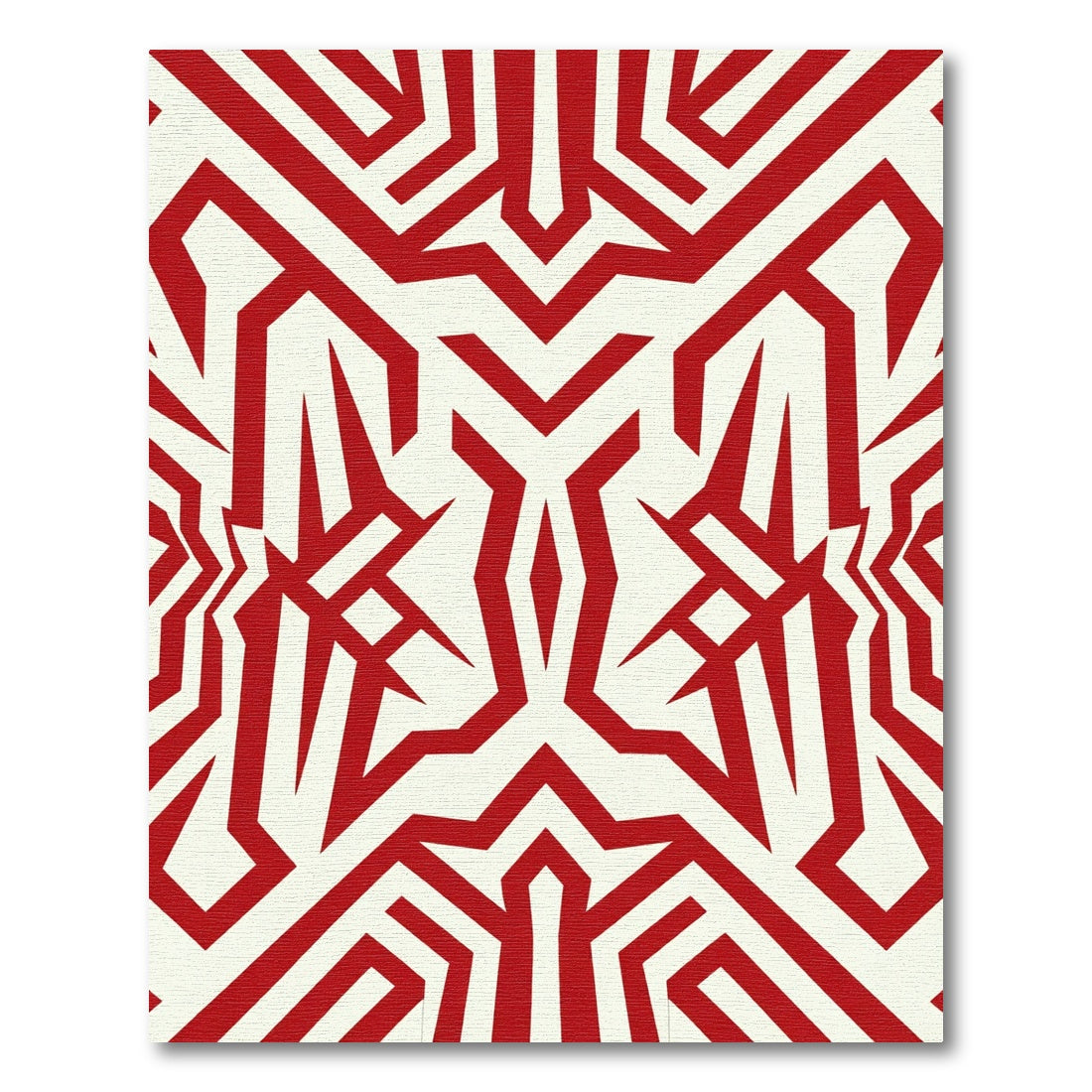 Bold Crimson Abstract Geometric Rug