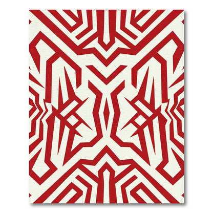 Bold Crimson Abstract Geometric Rug