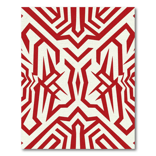 Bold Crimson Abstract Geometric Rug