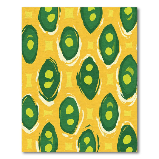 Golden Yellow Green Abstract Oval Rug